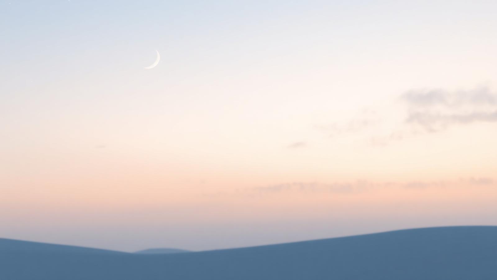 Soft twilight watercolor with a crescent moon and stars — a calm visual for nervous system regulation.