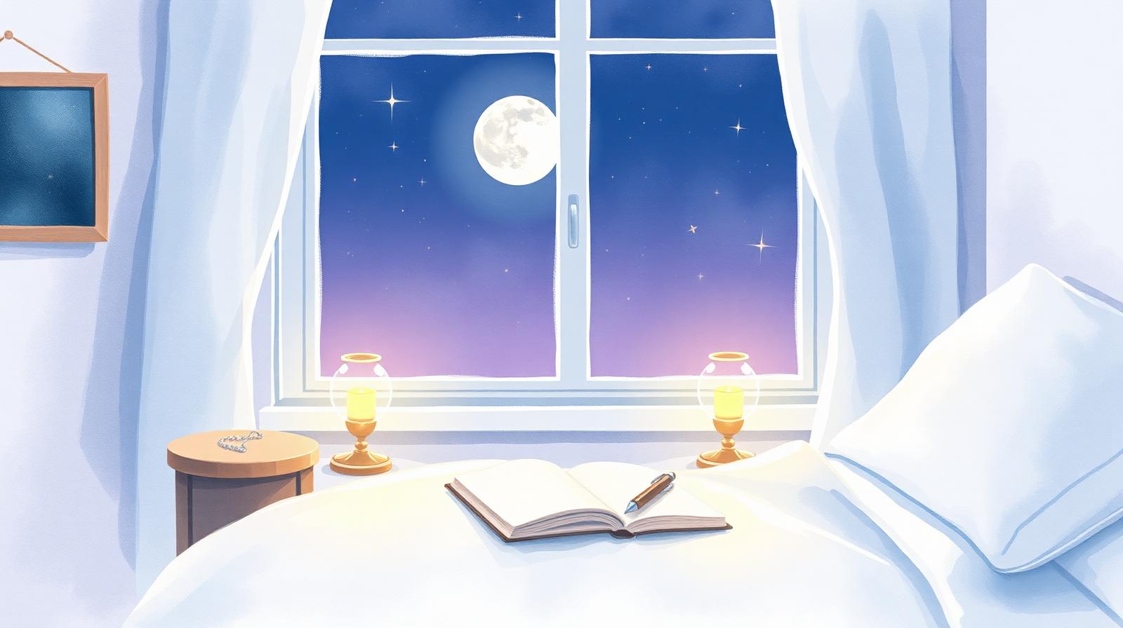 Illustration for How to Calm Racing Thoughts at Night: A Gentle Bedtime Routine